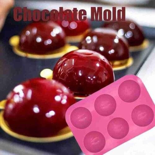 6 Hole Half Sphere Silicone Molds Chocolate Fondant Ball Shape Mould Semicircular Cake Pastry Jelly Decorating Tools Bakeware