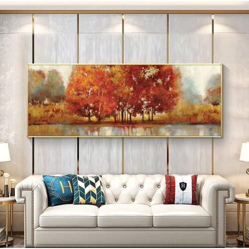 Abstract Big Size Handpainted Oil Painting On Canvas Beautiful Trees Painting Modern Wall Art For Living Room House Decoration