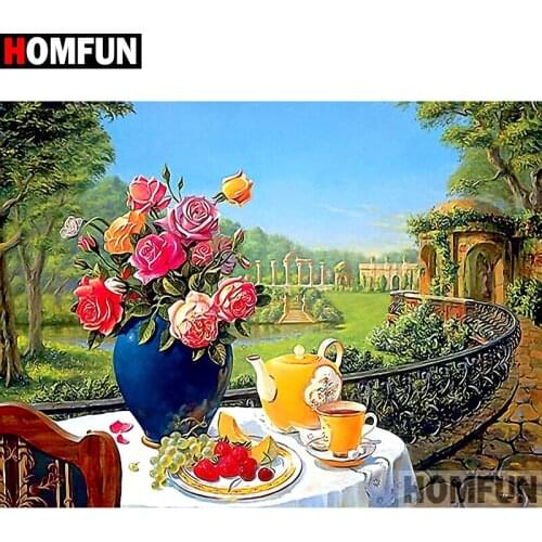 HOMFUN Full Square/Round Drill 5D DIY Diamond Painting"Flower landscape"Embroidery Cross Stitch 3D Home Decor Gift A10151