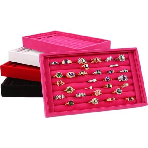 Velvet Suede Ring Earrings Organizer Ear Studs Jewelry Display Stand Holder Rack Showcase Plate Jewelry Box Case Casket Fashion