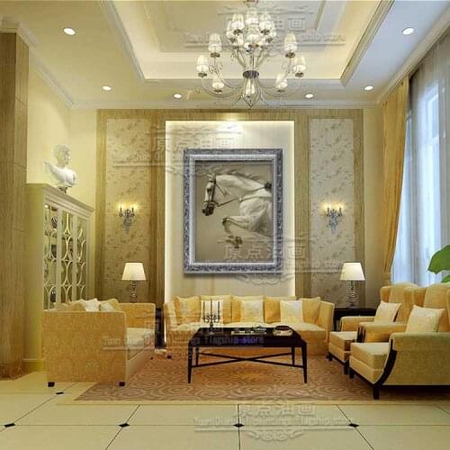Running White Horse Lovely Animal Living Room Restaurant Interior Decoration Picture Wall Art Hand Painted Oil Painting