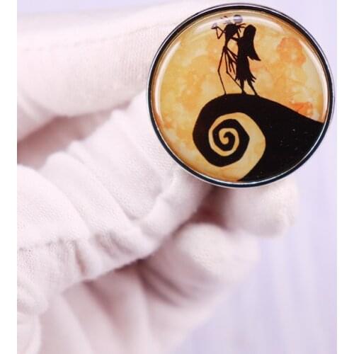 The-Nightmare-Before-Christmas Brooch Jack-Skellington And Sally Dance Pin Anime Badge Jewlery Gift