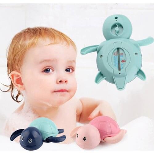 Baby BPA Free Safe Floating Bath Thermometer Baby Water Toy Infant Swim Turtle Wound-up Chain Clockwork Kids Beach Bath Toys