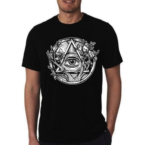 T shirt novus ordo seclorum illuminati lucifer devil satan pentacle esoteric black white pyramid all seeing eye 100% cotton