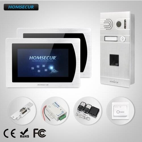 HOMSECUR 7" Video Door Phone Intercom System One Button Unlock for Home Security+Fingerprint Camera BC061-S + BM717-S