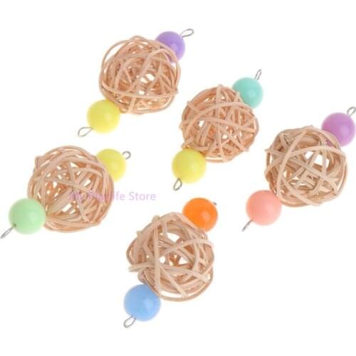 1Pc Parrot Toys Rattan Ball Colorful Hanging Cage Accessories Bird Parakeet Play Funny Bite Chew Toy Bird Supplies C42