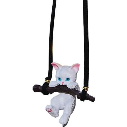 Cat Rearview Mirror Pendant Car Interior Decoration Funny Cute Car Pendant Branch For Girls Auto Interior Accessory