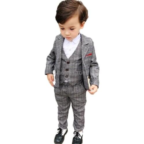 Boys Suit For Weddings Kids Enfant Garcon Mariage Suit Children Formal Jacket Vest pants Tuxedo Dress Clothing Set