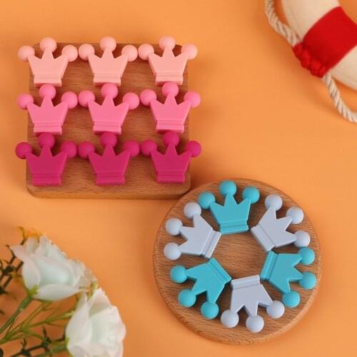 Kovict 20pcs Big Crown Silicone Beads Baby Teething Toys Food Grade DIY Pacifier Chain Pendant Accessories Chewable Teethers
