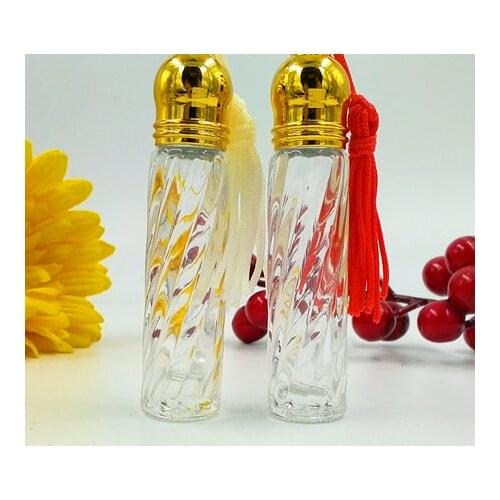 Fashion 3ml Roller MINI Glass Perfume Bottle Gold Lids Color Tassel Decor Travel Empty Makeup Fragrance Vials 20pcs/lot DC792