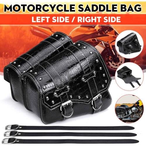 Motorcycle Saddle Bags Luggage Storage Pouch Waterproof Saddlebags Black Crocodile Leather Styling Universal Cafe Racer Custom