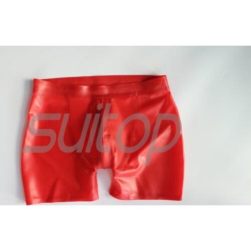 Male 's men 's latex sexy rubber shorts with crotch zip