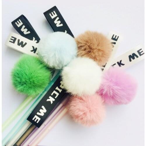Pink Unicorn Soft Plush Ball Pendant Gel Pen Rollerball Pen School Office Supply Student Stationery Black Ink 0.5mm G9-04