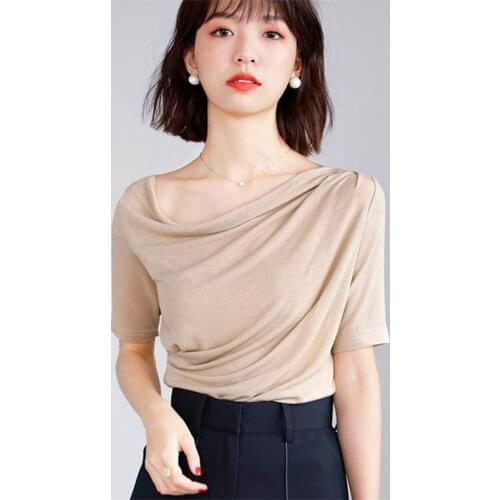 Solid Color Women Shirt Elegant Half Sleeves Female Summer Vintage Tops Plus Size Clothes 5XL 6XL 7XL Office Knitted Basic Tops