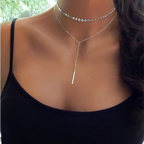 Elegant Multi-layer Choker Necklaces For Women Girls Temperamental Simple Geometric Pendant Necklace Korean Fashion Jewelry