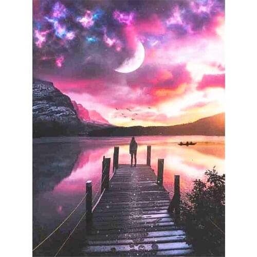 Landscape Sea DIY Cross Stitch 11CT Embroidery Kits Craft Needlework Set Cotton Thread Printed Canvas Home Decoration Design