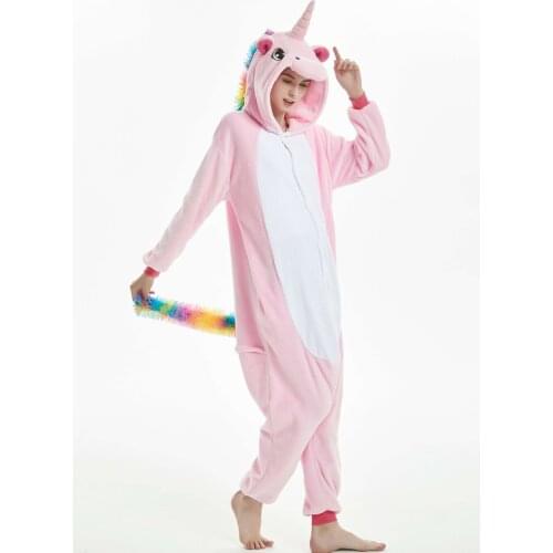 Adult Pajamas Cute Unicorn Totoro Panda Stitch Cartoon Sleepwear Pyjamas Warm Soft Cosplay Animal Onesie For Women Men Kids Girl