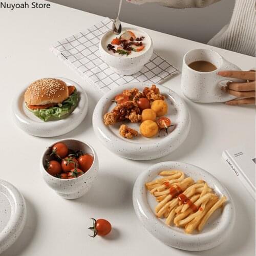 Nordic Coffee Cup Storage Tray Ceramic Tableware Dish Set Household Simple Creative Personality Plate Noodle Bowl Salad Bowl