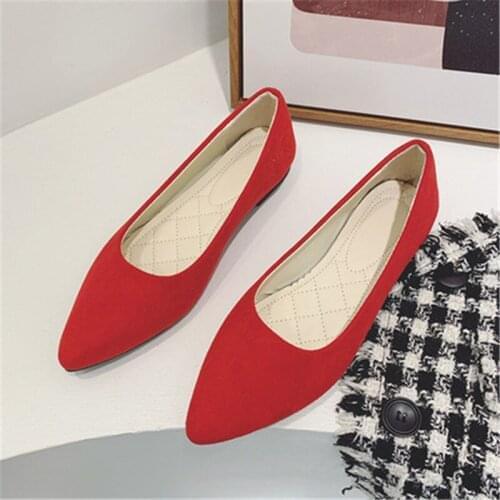 Casual Women Soft Shoes Breathable Knit Pointed Shoes Womens Flat Shoes Ballet Single Shoes Comfortable Pregnant Shoes