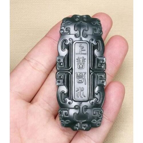 Superb bottle green Jade Lucky implied meaning Pendant Amulet hanging churinga Bless moral