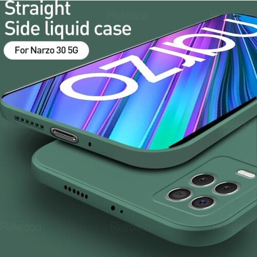 Luxury Original Square Liquid Silicone Case For OPPO Realme Narzo 30 5G Shockproof Soft Back Cover Shell For Realmy Narzo30 6.5"