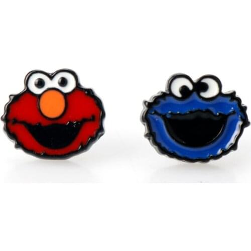 Cartoon Sesame Street Earring Anime Elmo Cookie Monster fashion cute fun female Ear Piercing Stud Earrings Women Girls Kids gift