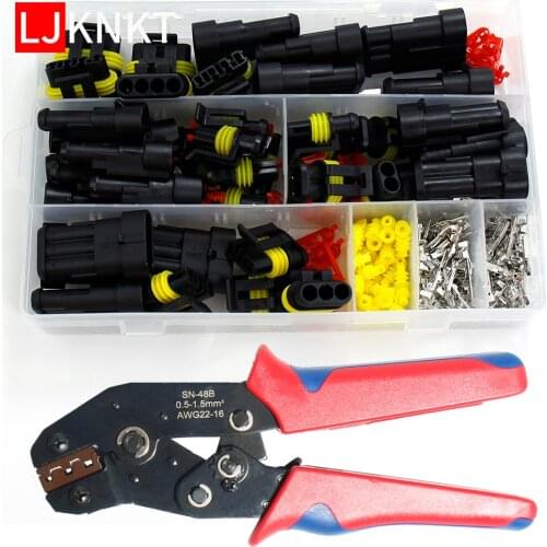 SN-48B Car Electrical Wire Connector Plug Automotive Waterproof 1/2/3/4 Pin Motocycle Truck Harness Male Female crimping pliers