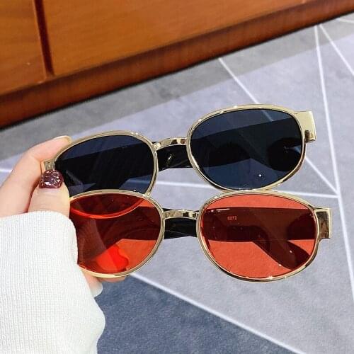 Alloy Retro Oval Sunglasses Women Vintage Brand Deisgner Small Sun Glasses Ladies Trendy Eyewear Shades UV400 Travel Goggles