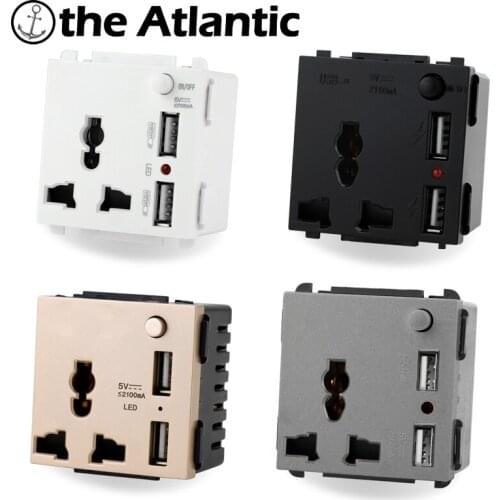 S Series- Universal Power Socket Dual USB Ports Switch Control Outlet 13A 3 Pin Module Function Module DIY Free Combination