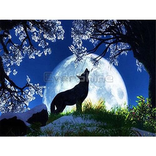 Wolf Animal Printed Water-Soluble Canvas 11CT Cross Stitch Complete Kit Embroidery DMC Threads Needlework Painting Adults