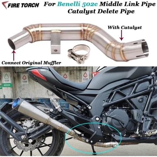Motorcycle Exhaust For Benelli 502c 502C Modified Stainless Steel With Catalyst Middle Link Pipe Catalyst Delete Pipe