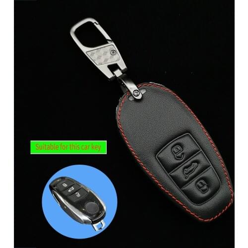 High Quality Hot Sale Leather Car Key Case Cover For Volkswagen VW Touareg 3 Button Smart Key Protect Shield Accessories Shell