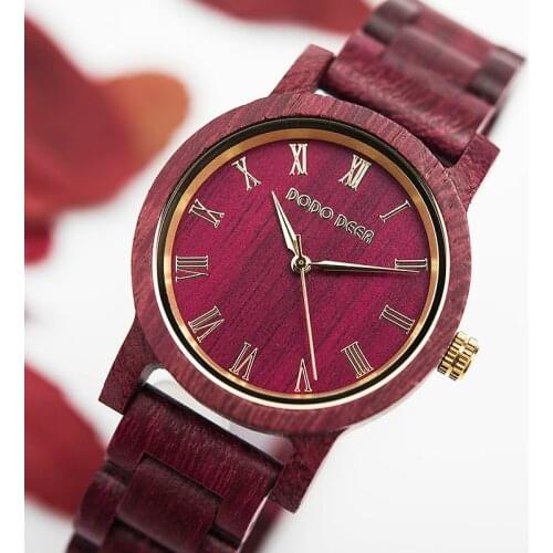 DODO DEER Fashion Watches for Women Wood Ladies Japenese 2035 Quartz Luxury Designer Wristwatch Female Roman Gift Dropship