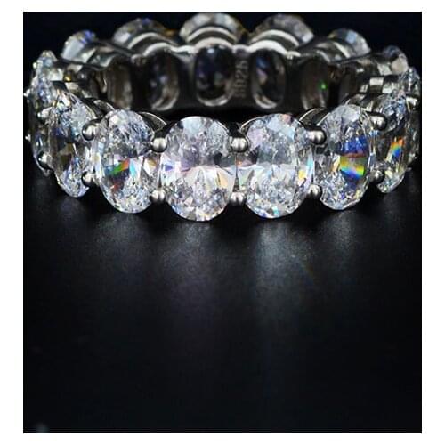 LESF Luxury 925 Sterling Silver 5X7mm Oval Cut Shiny SONA Ring For Women’s Wedding Anniversary Jewelry