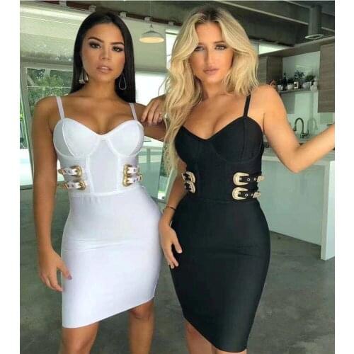 Women Summer Sexy V Neck Sequined Backless Black White Bodycon Bandage Dress 2021 Designer Fashion Evening Party Dress Vestido
