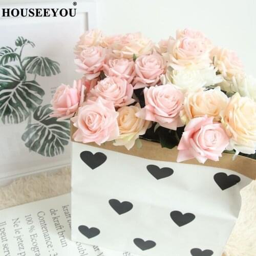 10PCS/Lot Decor Rose Artificial Flowers Silk Flowers Floral Latex Real Touch Wedding Bouquet Home Party Design