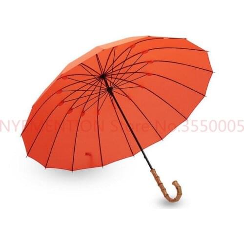 Candy Color Rainbow Umbrellas Rain Women Men Windproof 16K Steel Bamboo Handle Strong Long Umbrella 10pcs