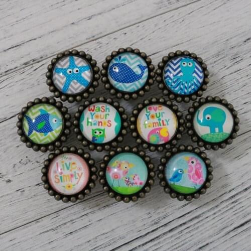 1x Vintage Metal crystal Knob Cupboard Cabinet Bin Drawer Dresser Pulls Handles Kids Cartoon Furniture Knob Hardware