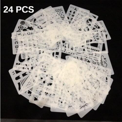 24 Pcs/Set Copy Hollow Template PET Ruler DIY Drawing Tool Geometric Ruler Stationery Students Kids Drawing Toys Stencil Gifts