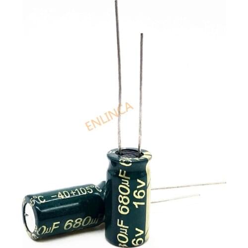 30pcs/lot 16V 680UF 8*12mm high frequency low impedance aluminum electrolytic capacitor 680uf 16v 20