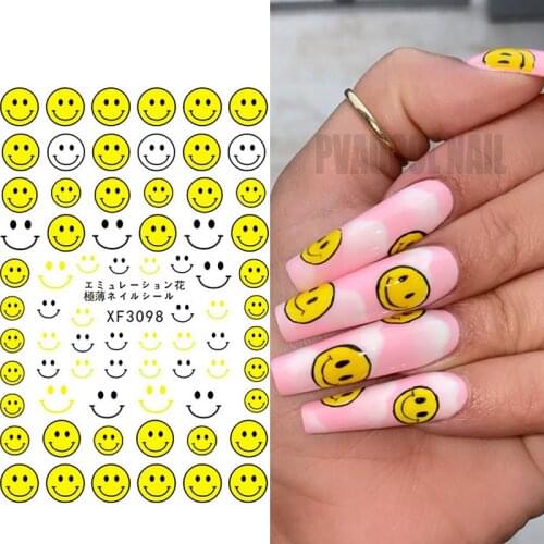 Summer Nails Smile Face 3D Nail Art Stickers Decals Adhesive Maincure Salon Acrylic Nail Art Tool