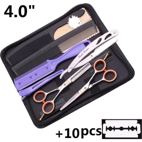 4" The Shortest Scissors Stainless Steel Professional Hairdressing Scissors Set Barber Hairdresser Hair Cutting Thinning Razor