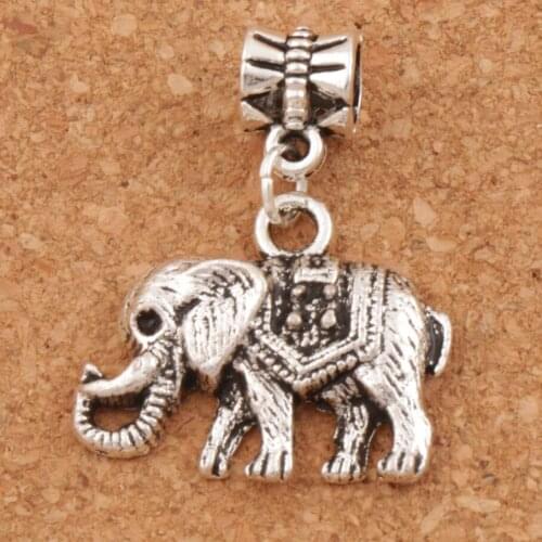 Mammoth Elephant Big Hole Beads 24x30 mm 18pcs Zinc Alloy Dangle Fit European Charm Bracelets B1187