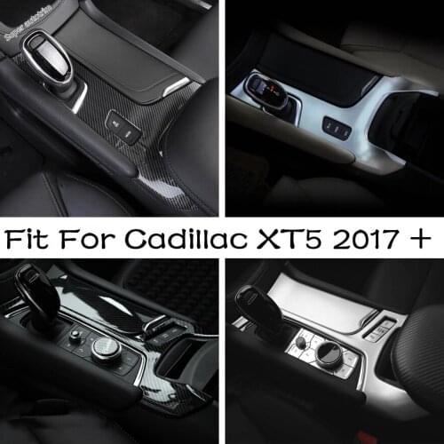 Lapetus Center Control Gear Shift Panel Decoration Cover Trim Carbon Fiber / Matte Fit For Cadillac XT5 2017 - 2021 Accessories
