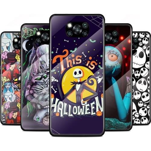 Jack Skellington Before Christmas Tempered Glass Cover For Xiaomi Poco X3 NFC F3 M2 X2 F2 Redmi K20 K30 K40 Pro Plus Phone Case