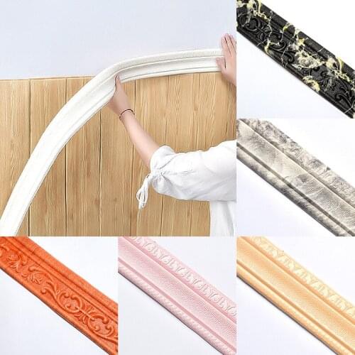 Color Self-Adhesive 3D Foam Wall Sticker Waist Line Strip Edge Background Border Living Room Anti-Collision Waterproof Skirting