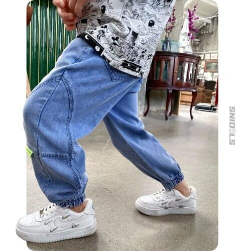 2021 Summer New Baby Boys Jeans Korean Style Casual Kids Denim Trousers Loose Soft Anti-mosquito Pants for Boy Kids Jeans Pants