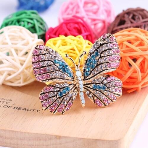 Elegant Charm Butterfly Animal Pearl Brooch Women Rhinestone Large Butterfly Jewelry Colorful Insect Pins Vintage Fashion Gifts