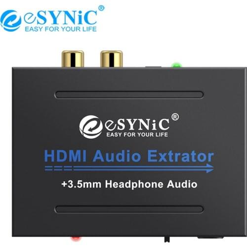 ESYNiC 1080P HDMI-compatible Audio Extractor With Power ON/OFF Switch 3.5mm Audio Jack Stereo HDMI-compatible Audio Converter