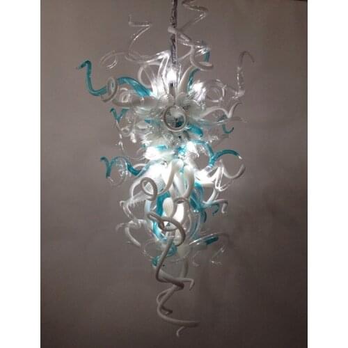 Gallery Artistic Clear and Turquoise Top Quality LED Murano glass Chandelier Lighting
